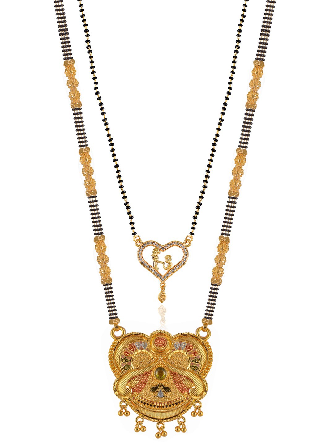 

Brandsoon Set Of 2 Gold-Plated & Black Beaded Mangalsutra