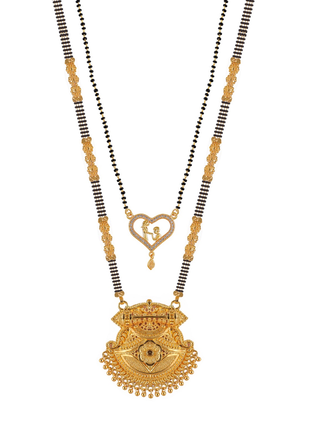 

Brandsoon Set of 2 Gold-Plated Black Beaded Mangalsutra