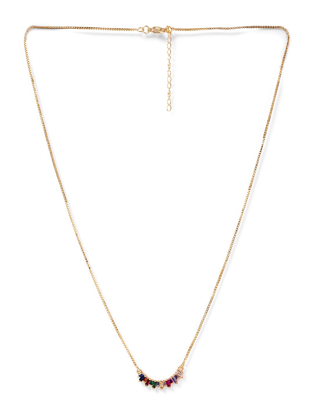 

Mikoto by FableStreet Gold-Toned Cubic Zirconia Studded Brass Gold-Plated Necklace
