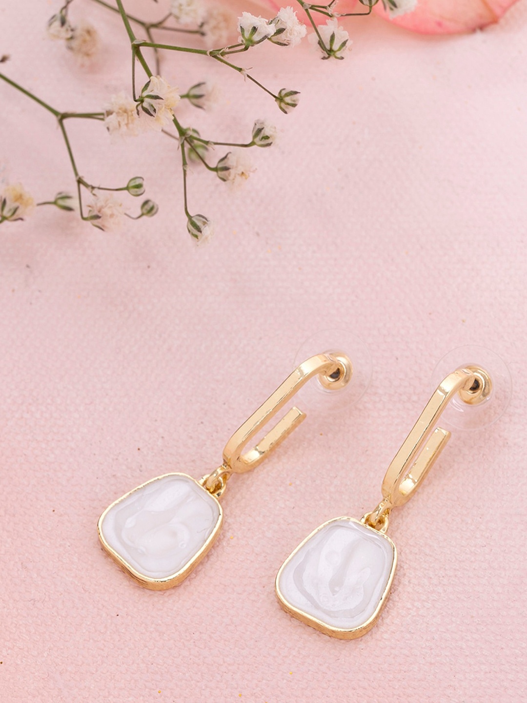 

Mikoto by FableStreet Gold-Toned Geometric Half Hoop Earrings