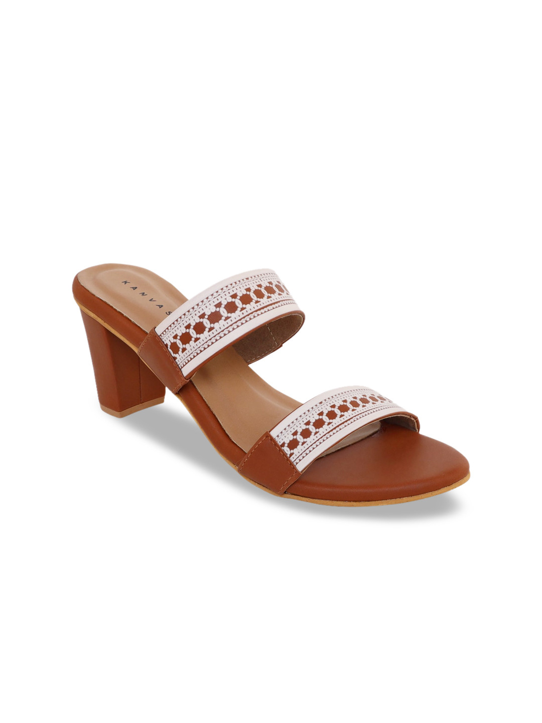 

Kanvas Brown Textured Leather Ethnic Block Sandals