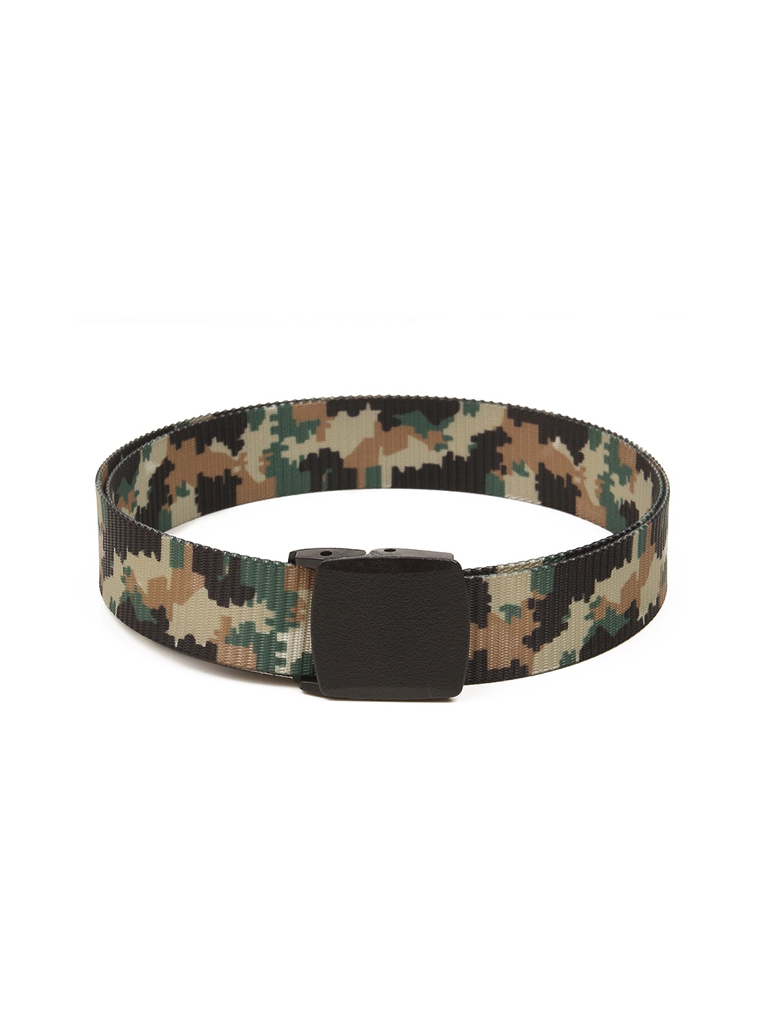 

Calvadoss Women Green & Brown Camouflage Woven Design Canvas Belt
