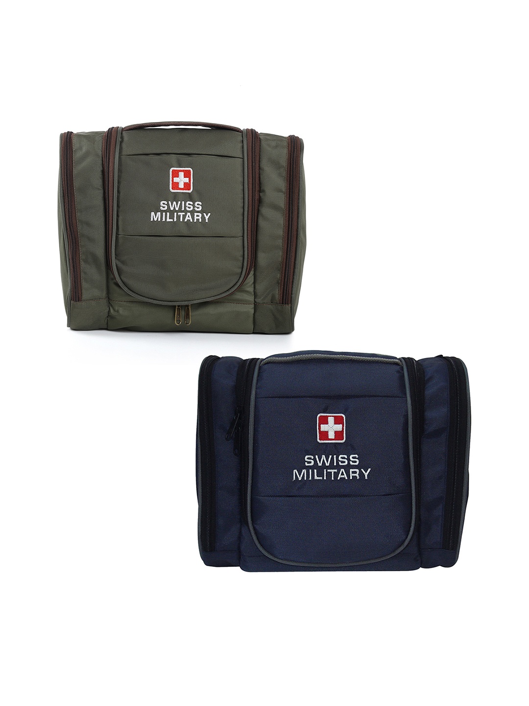 

SWISS MILITARY Pack Of 2 Green & Navy Blue Toiletry Bag