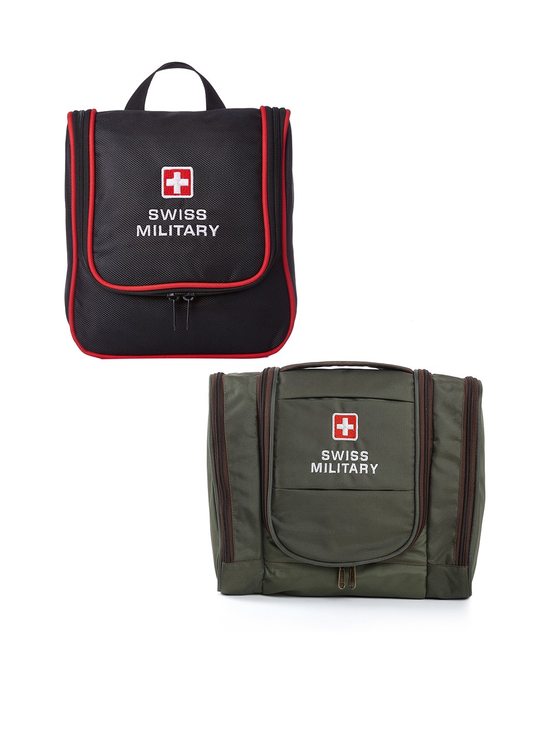 

SWISS MILITARY Pack Of 2 Water Resistant Travel Toiletry Bags, Black
