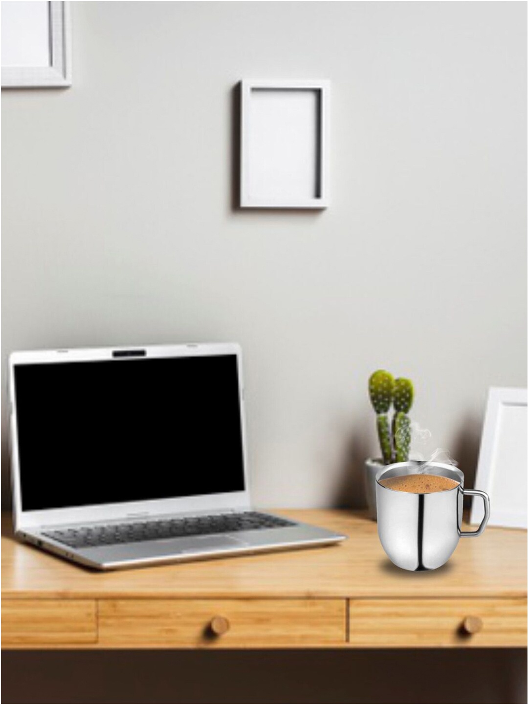

MARKET99 Set Of 2 Silver-Toned Stainless Steel Mug