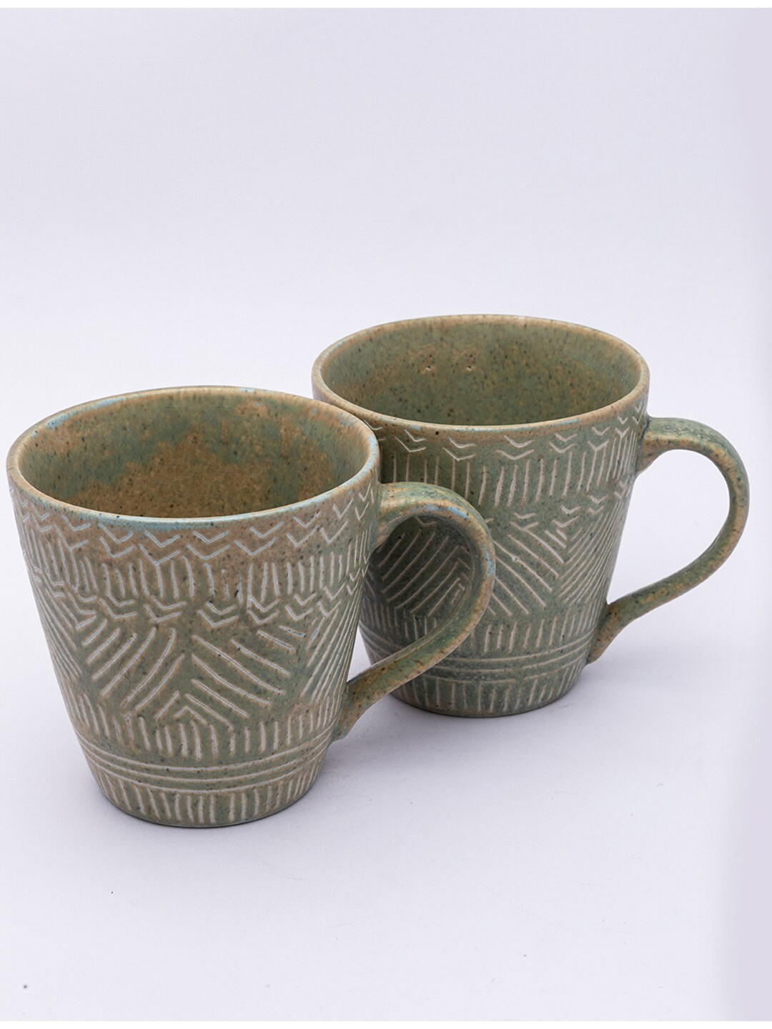 

MARKET99 Set Of 2 Green Textured Ceramic Coffee Mug