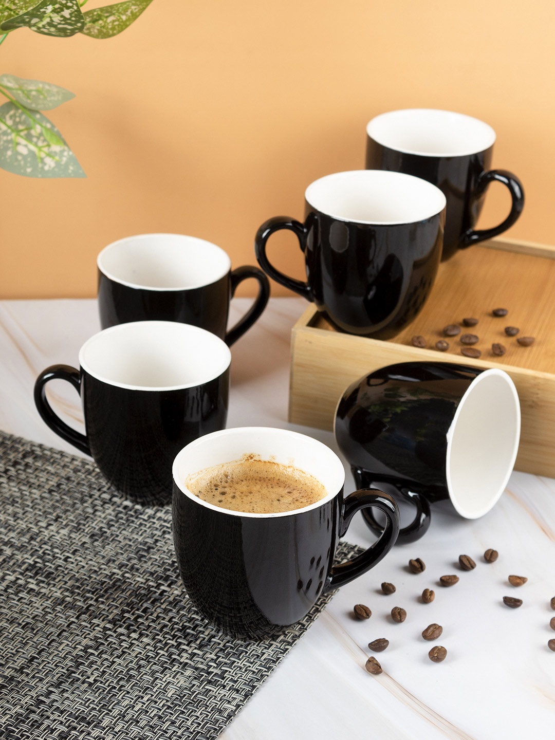

MARKET99 Set of 6 Black Ceramic Glossy Cups
