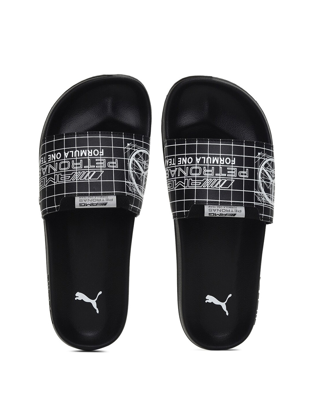

Puma Unisex Black & White Printed MAPF1 Leadcat 2.0 Sliders