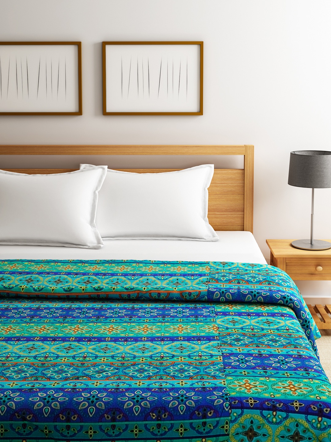 

SWAYAM Blue & Green Printed Winter Double Comforter