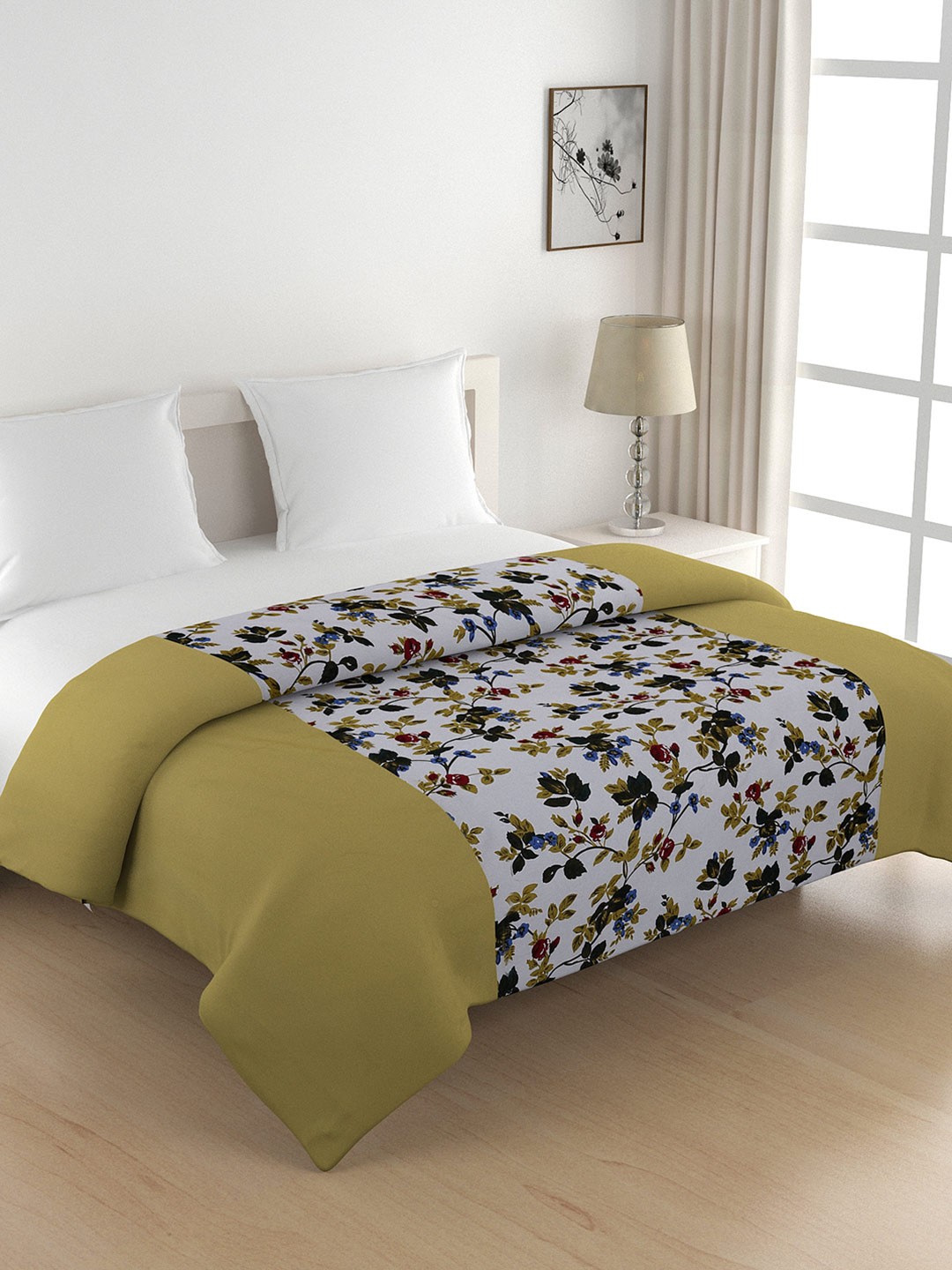

SWAYAM White Floral Print Anti-Allergic Double Winter Quilt