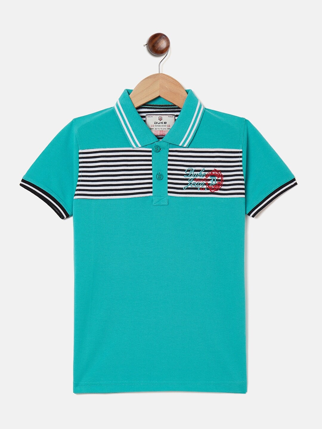 

Duke Boys Blue Striped Polo Collar Slim Fit Cotton T-shirt