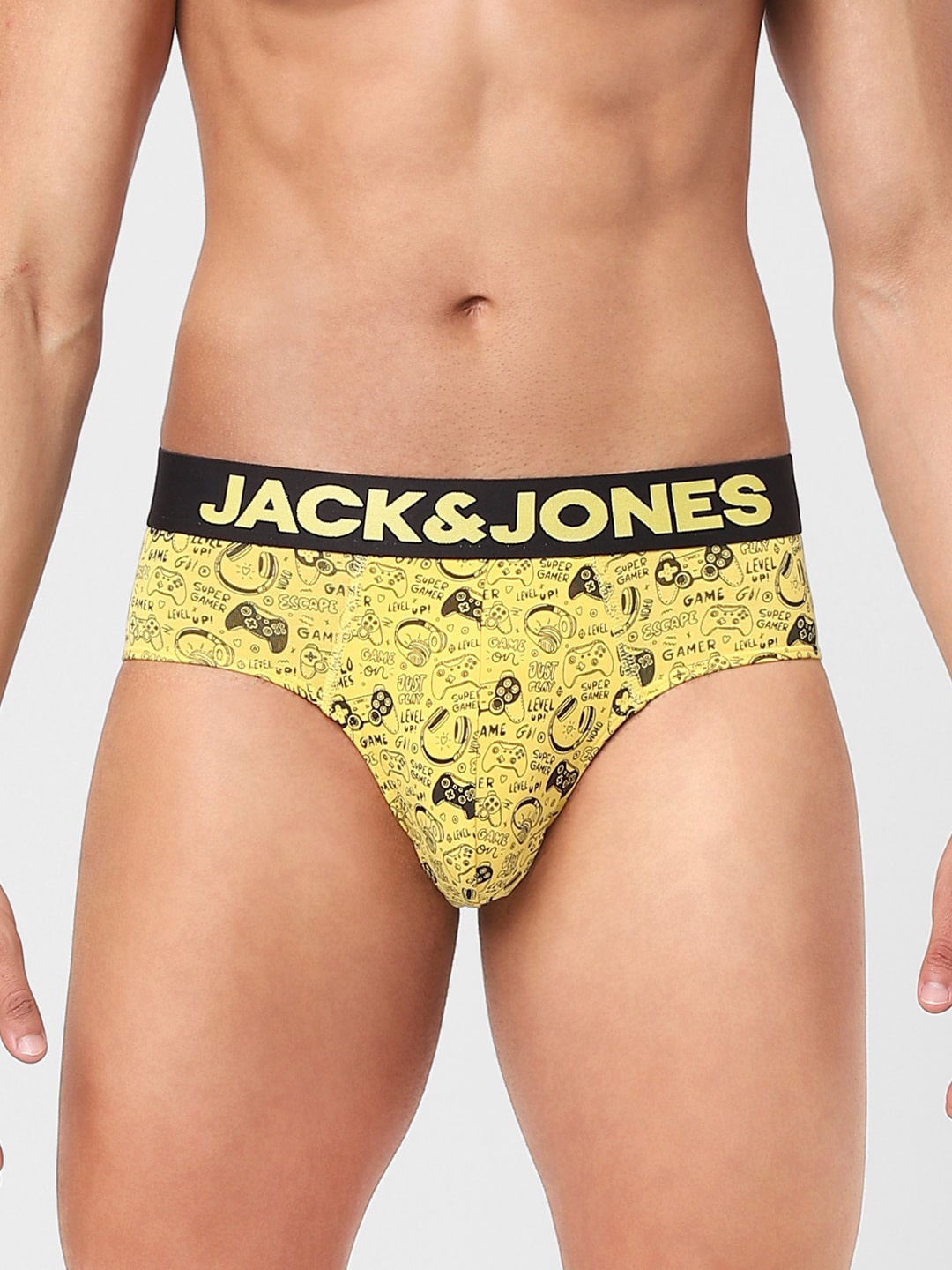 

Jack & Jones Men Yellow & Black Printed Cotton Basic Briefs - 120251901