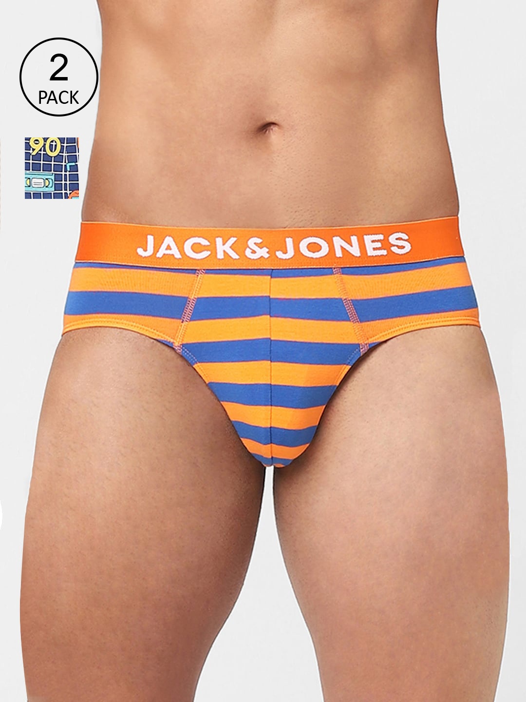 

Jack & Jones Men Pack of 2 Cotton Basic Briefs, Blue