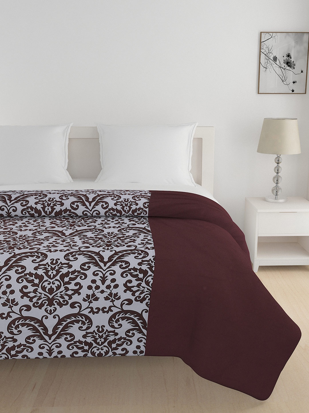 

SWAYAM Brown & Off-White Printed Anti-Allergic Double Winter Quilt
