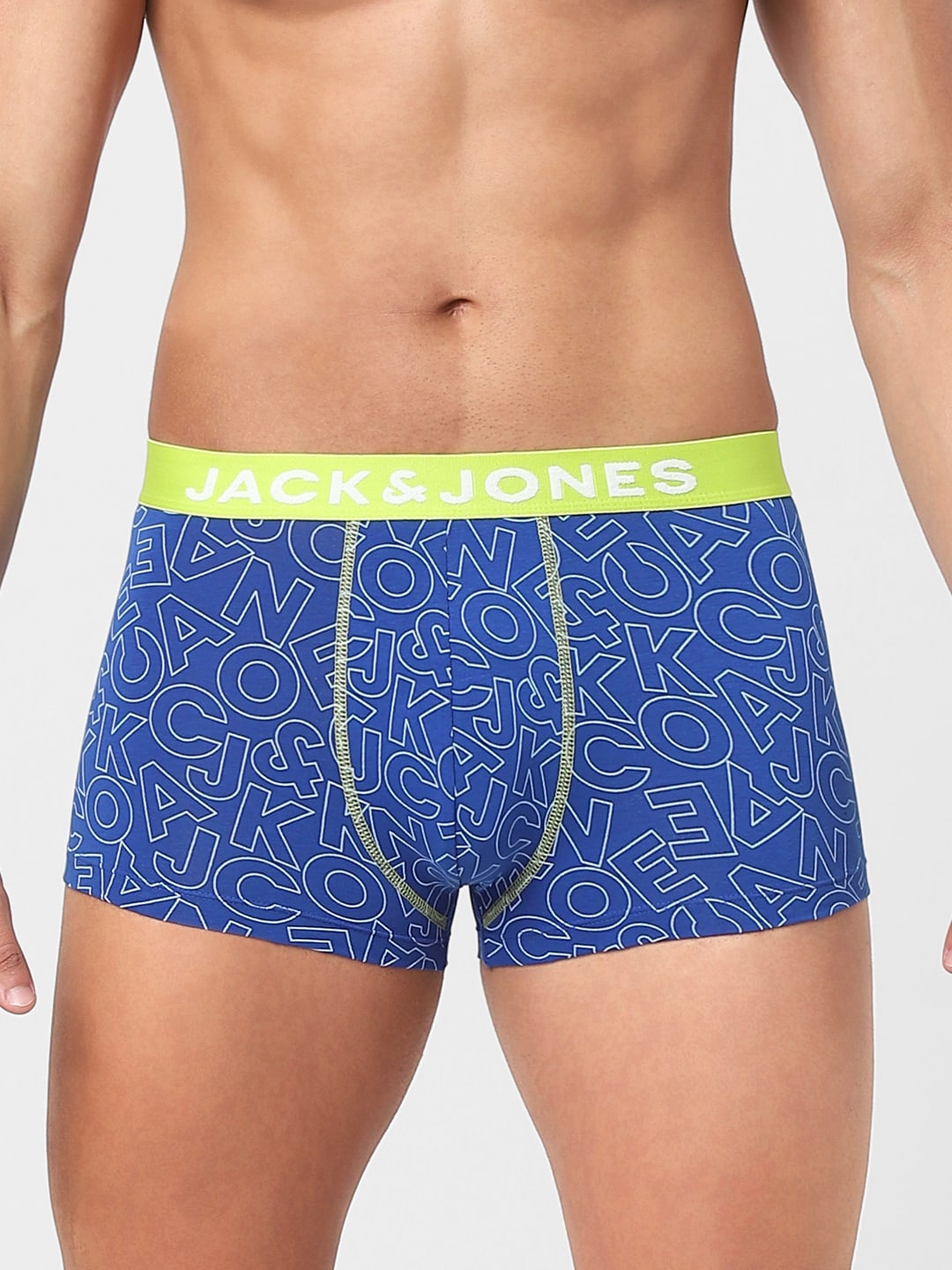 

Jack & Jones Men Blue & Yellow Printed Cotton Trunks