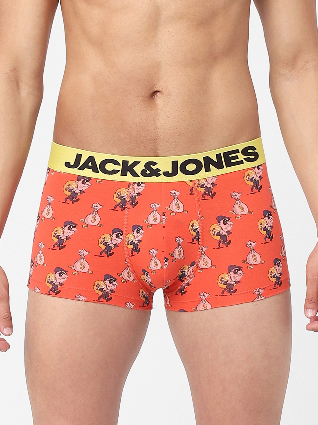 

Jack & Jones Men Orange & Pink Printed Cotton Trunks 116799901