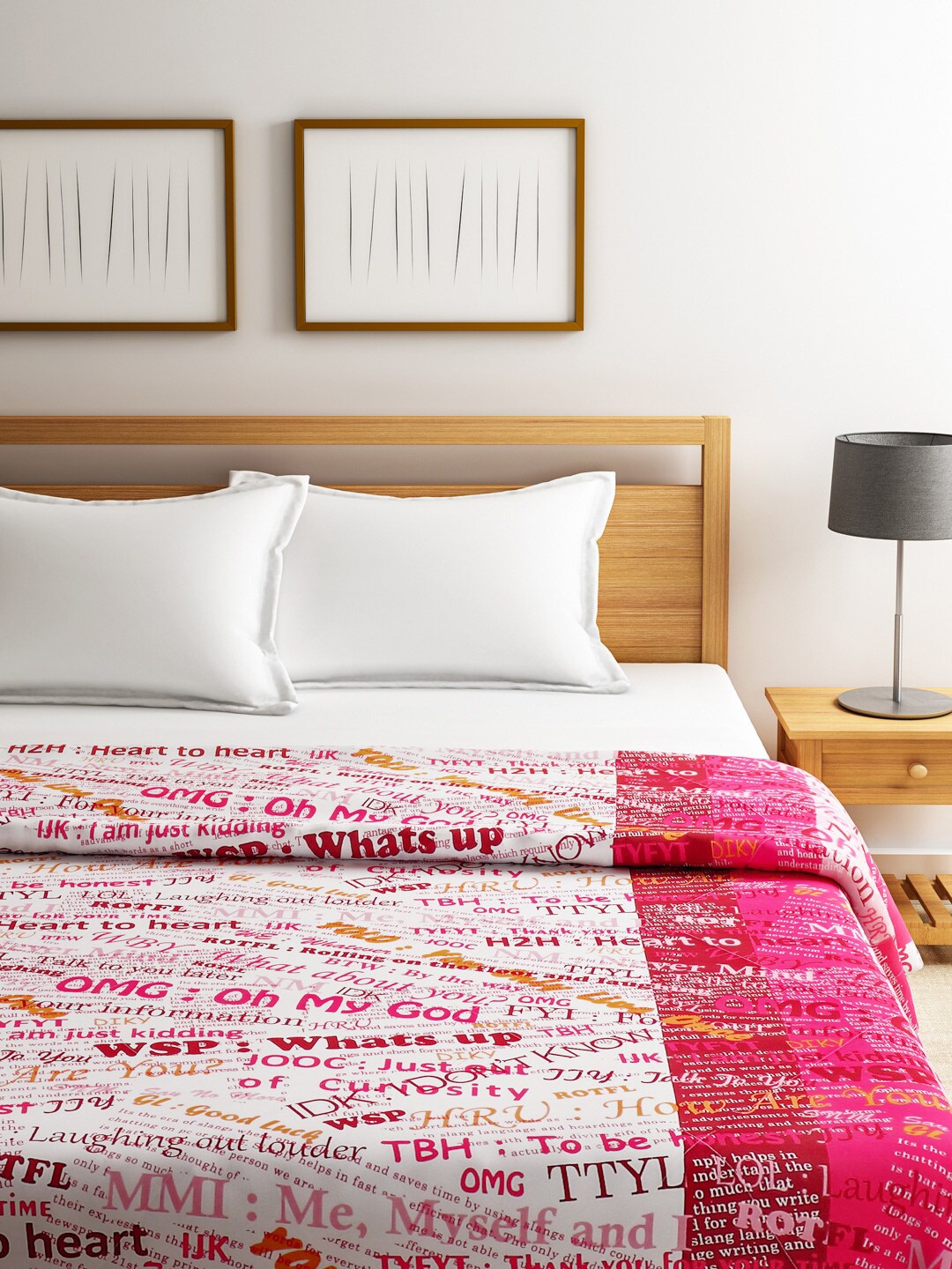 

SWAYAM Pink Printed Heavy Winter Double Quilt (Comforter)