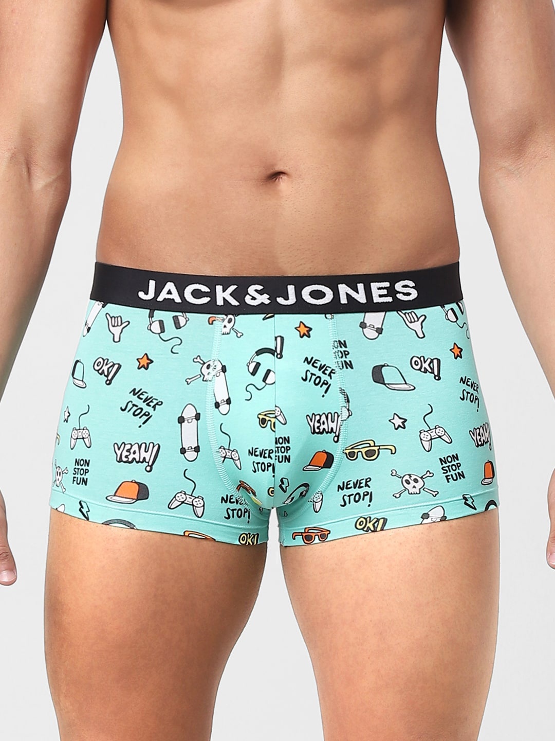 

Jack & Jones Men Blue & Black Printed Trunks 116800701