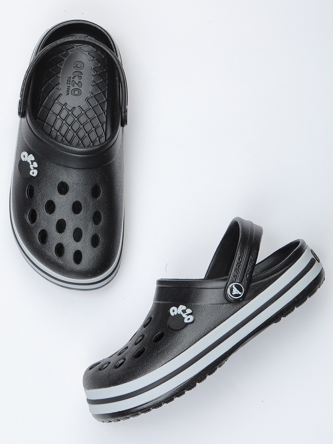 

ABROS Boys Off White & Black Rubber Clogs