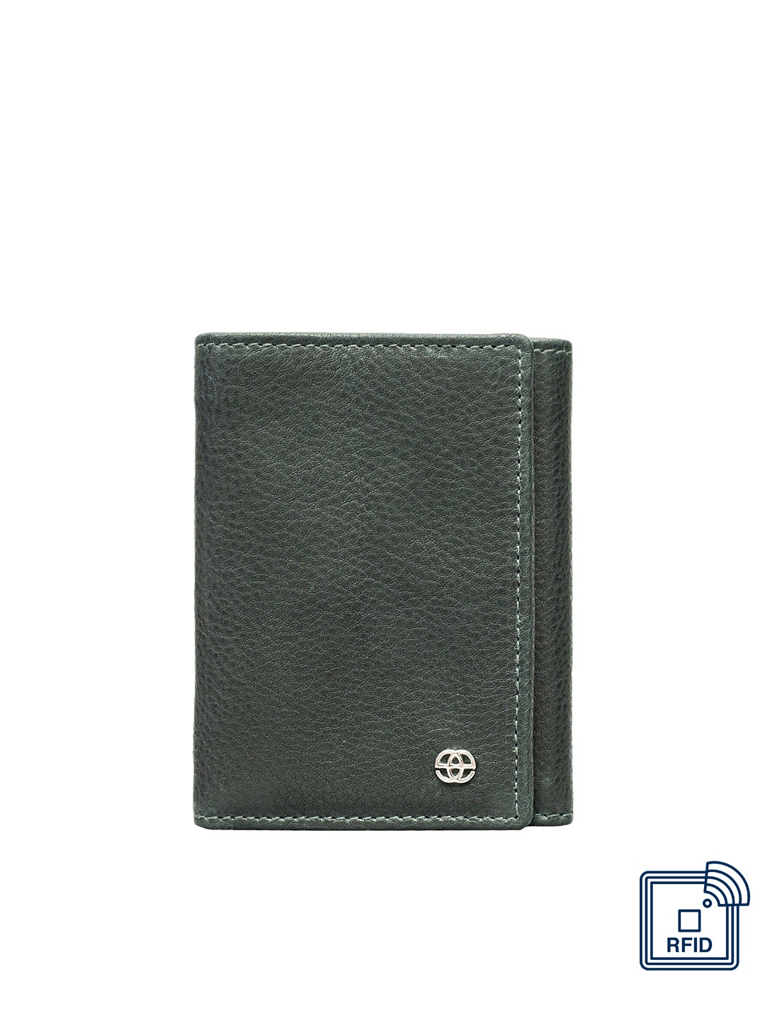 

Eske Men Green Textured Leather Three Fold Wallet with RFID