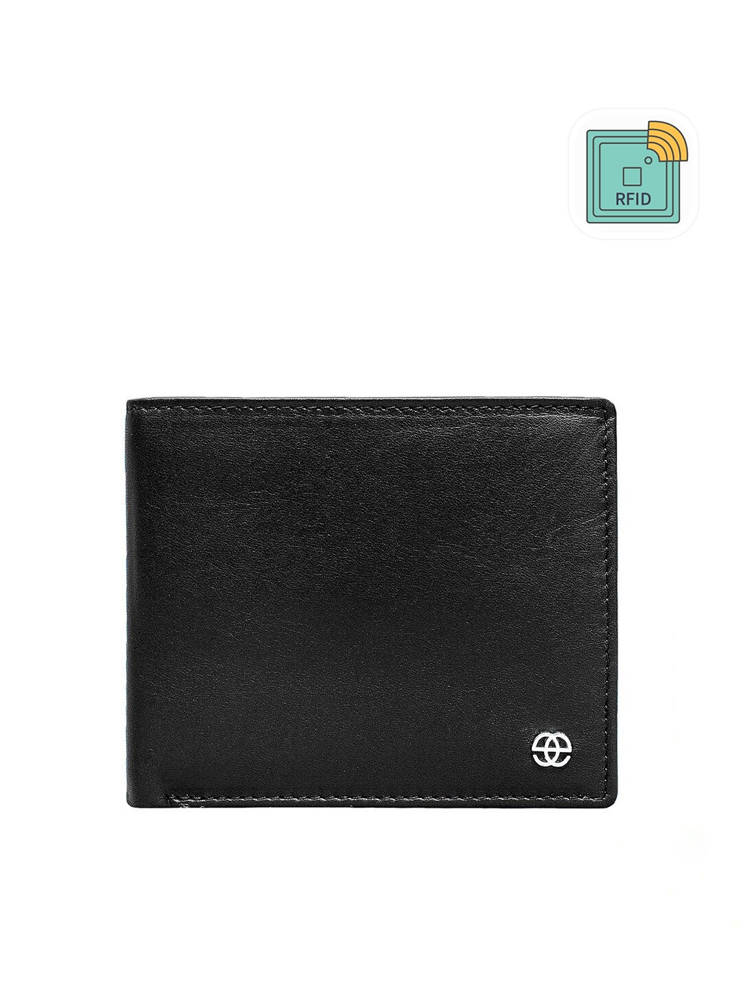 

Eske Men Black & Blue Textured Leather Two Fold Wallet