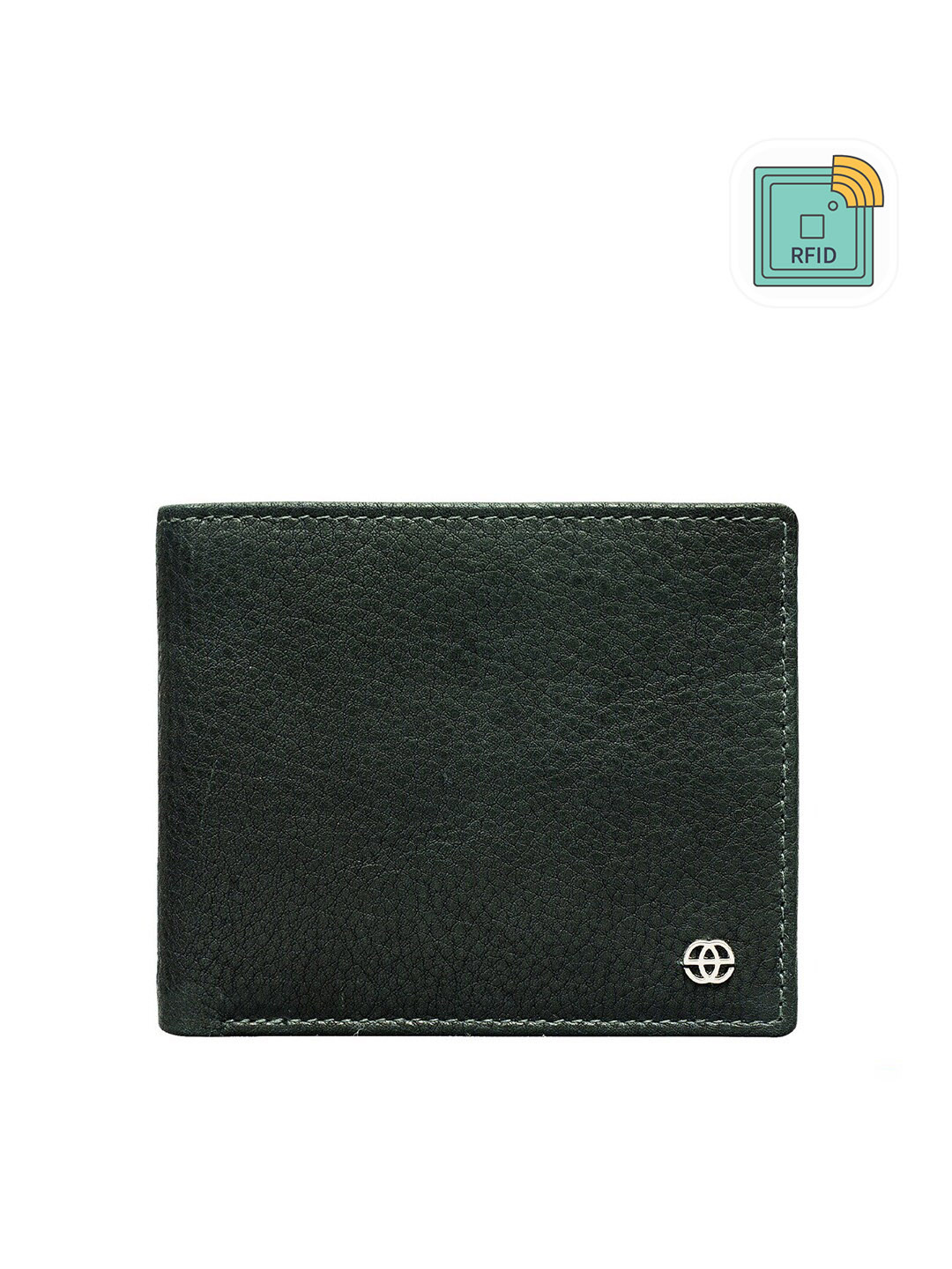 

Eske Men Green Textured Leather Two Fold RFID Wallet
