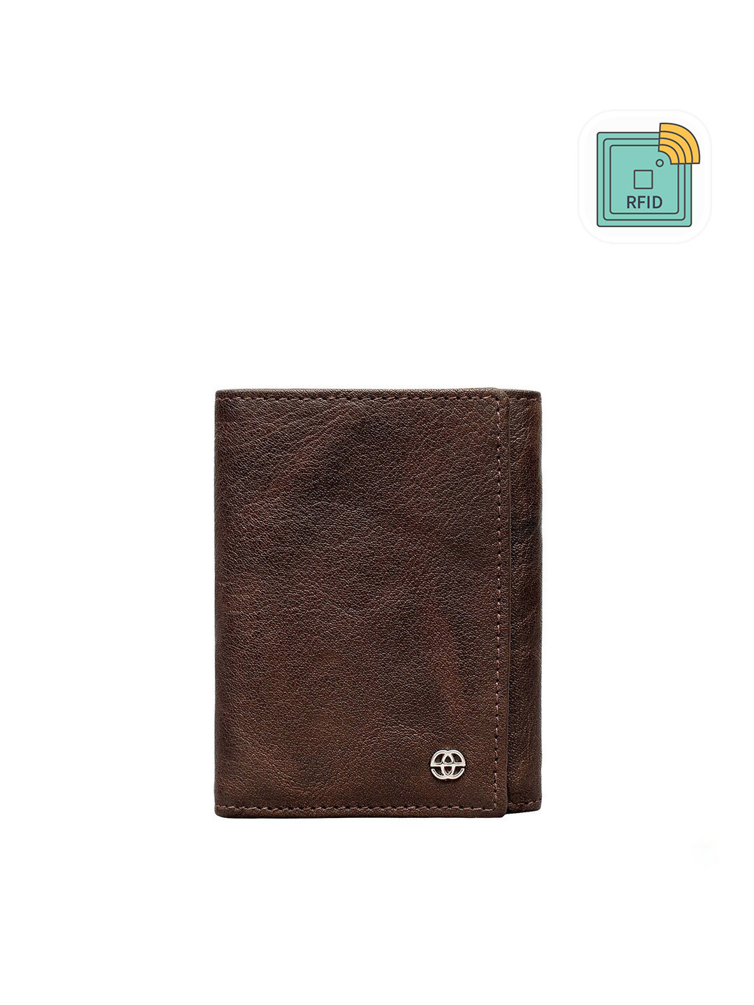 

Eske Men Brown Textured Leather Three Fold Wallet
