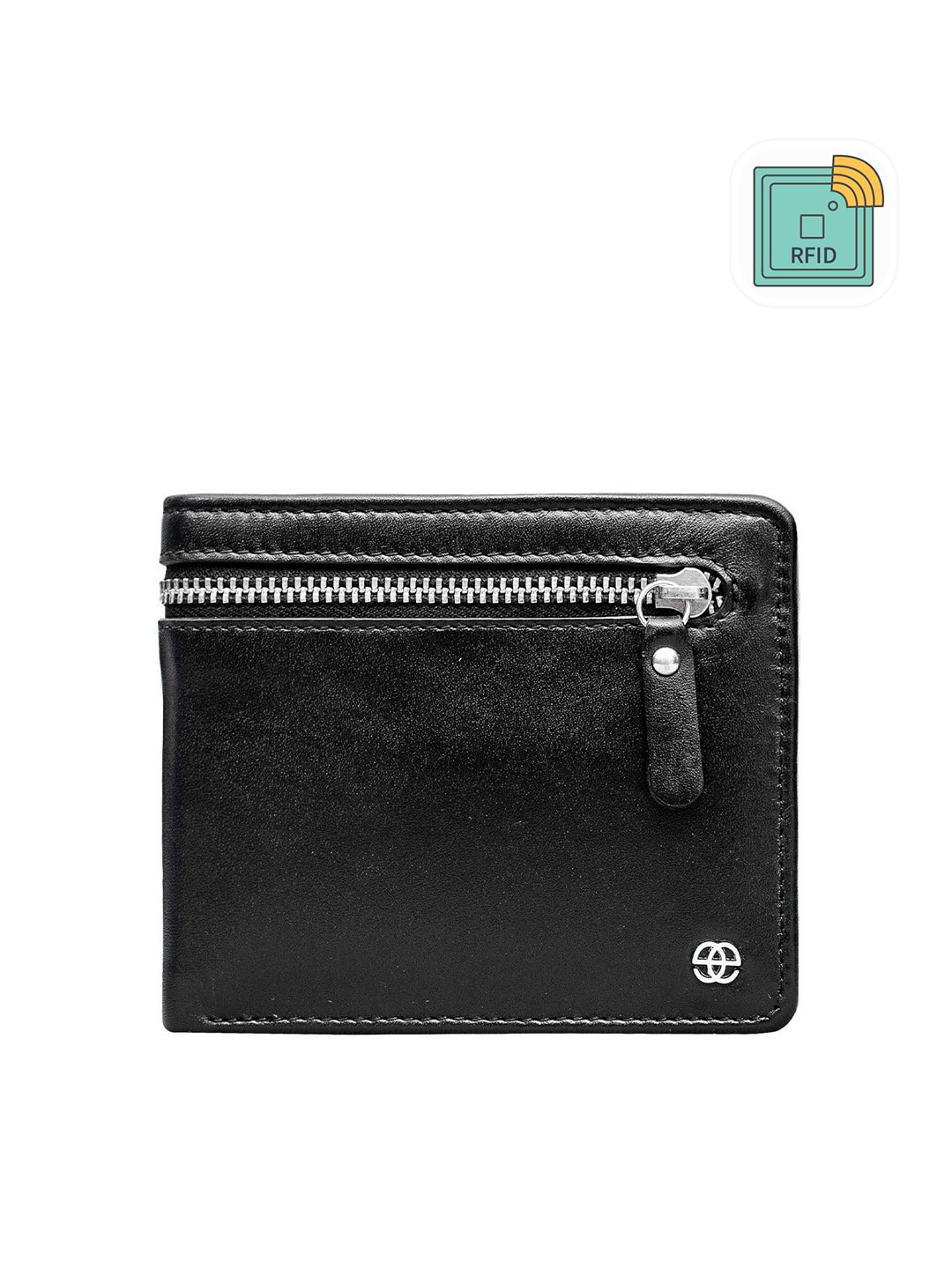 

Eske Men Black Solid Leather Two Fold Wallet