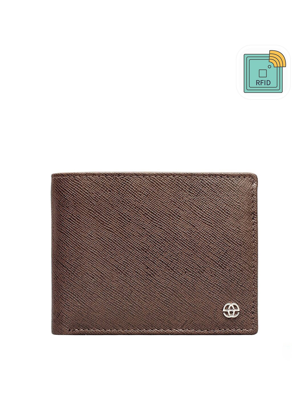 

Eske Men Brown Textured Leather Two Fold Wallet