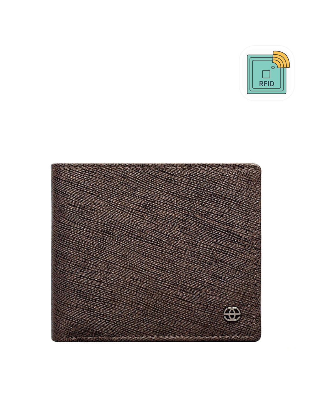 

Eske Men Brown Textured Leather Two Fold RFID Wallet