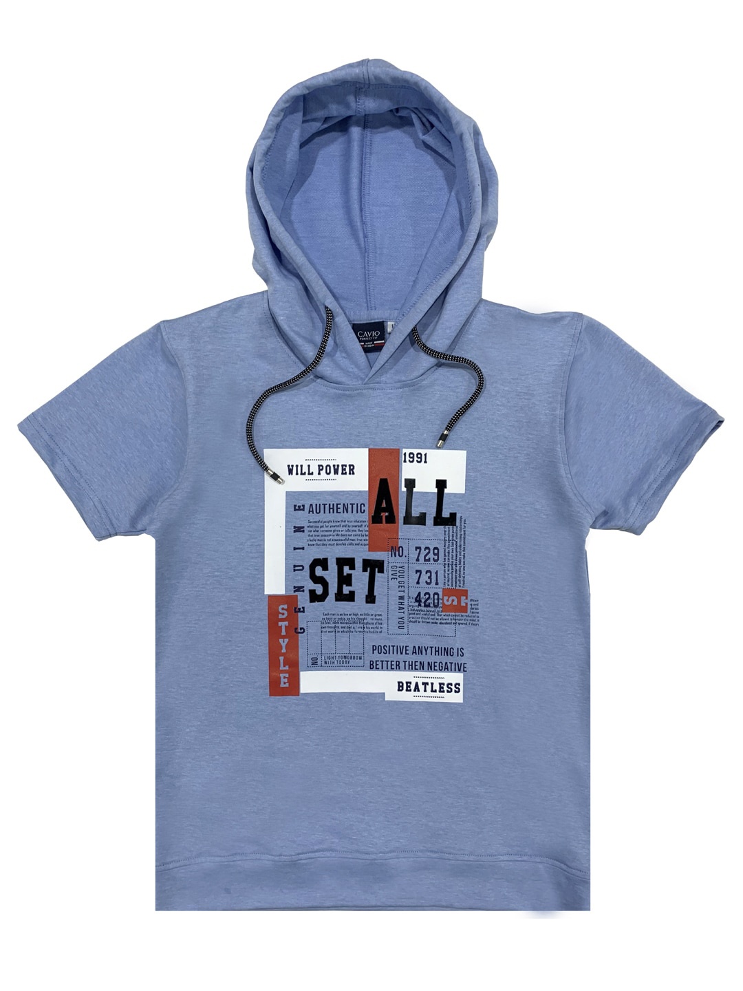 

CAVIO Boys Blue Typography Printed T-shirt