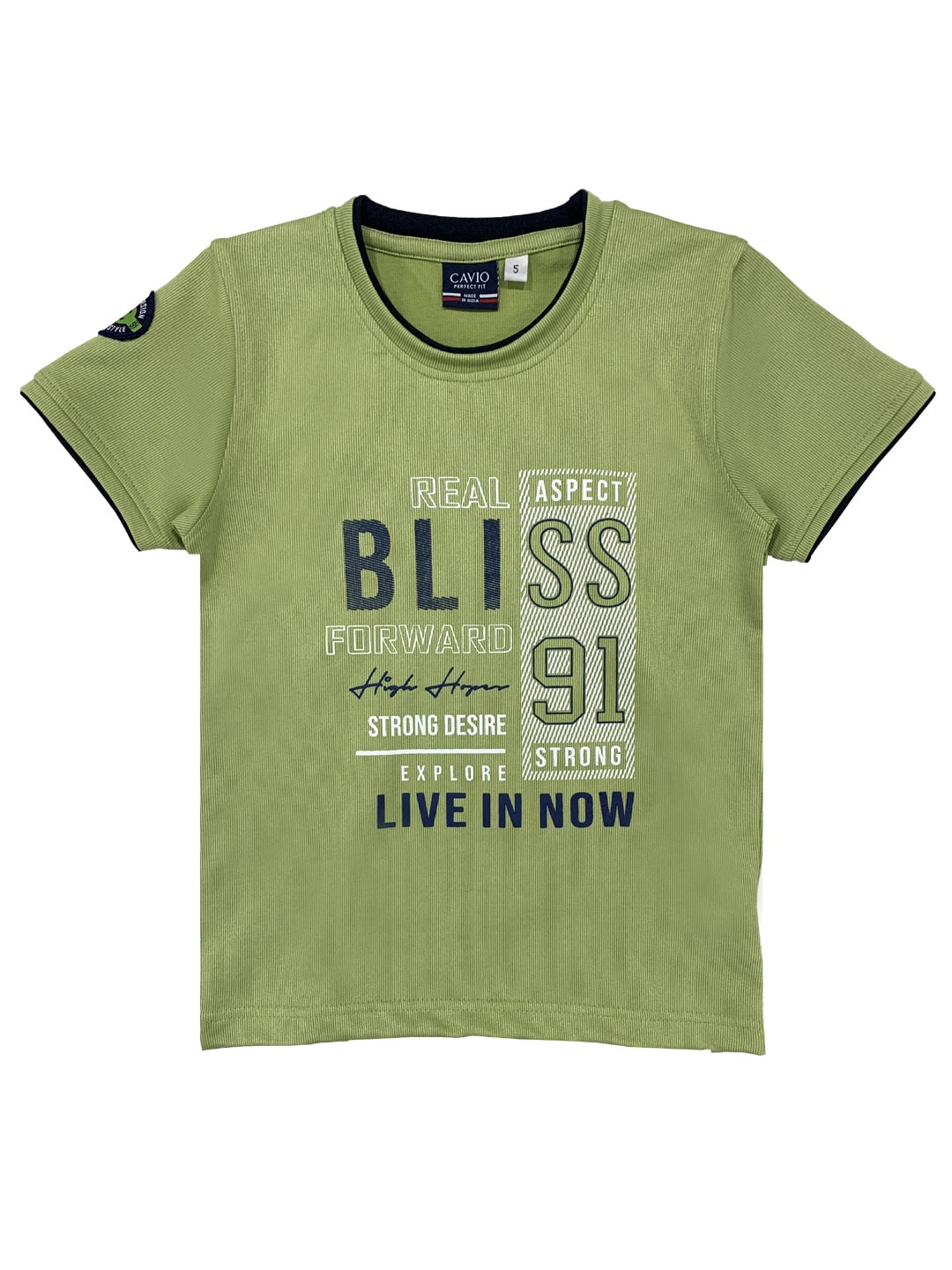 

CAVIO Boys Green Typography Printed T-shirt