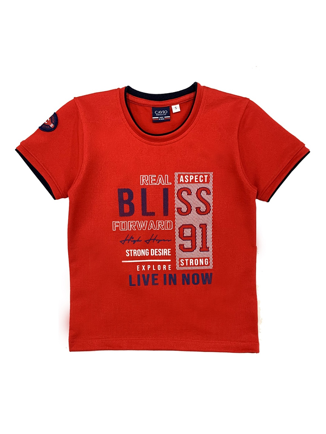 

CAVIO Boys Red Typography Printed T-shirt