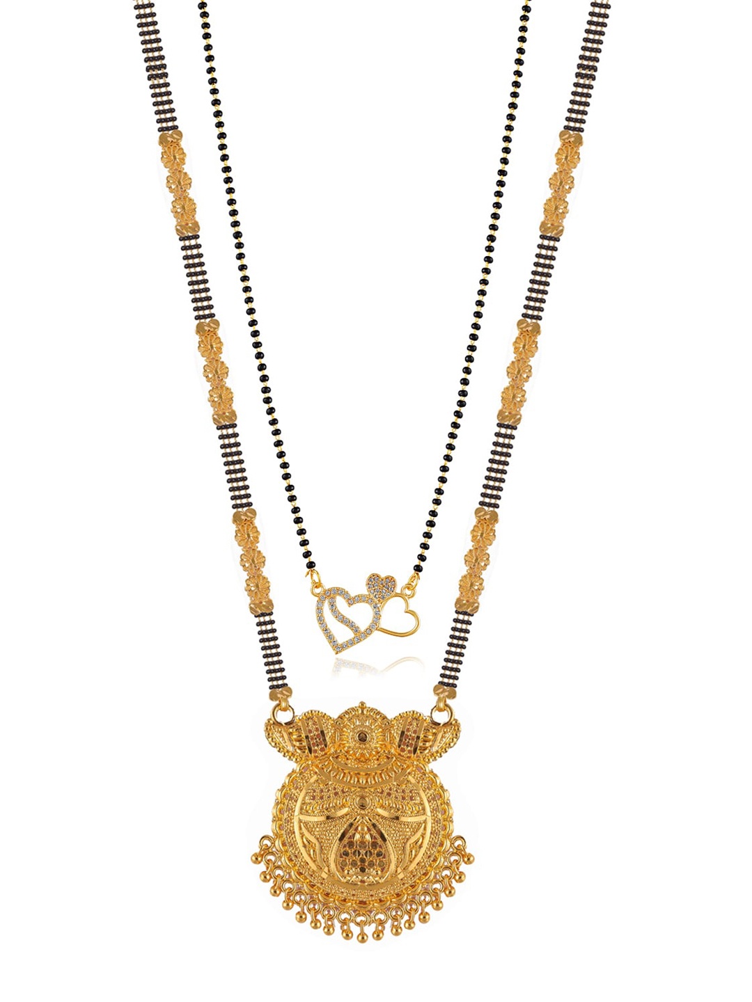 

Brandsoon Black & White Set Of 2 Gold-Plated Stone-Studded & Beaded Mangalsutra