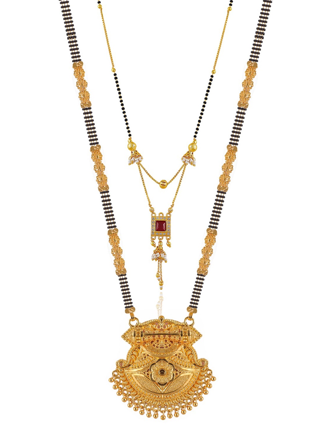 

Brandsoon Set of 2 Gold-Plated Black Beaded Mangalsutra