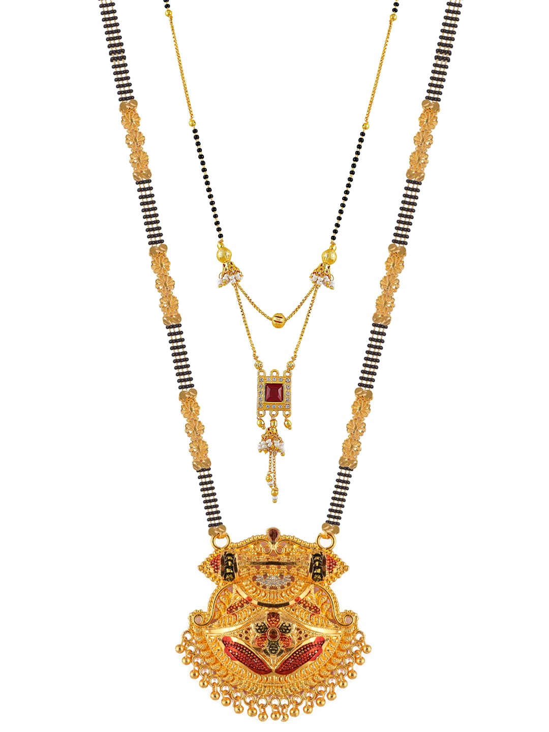

Brandsoon Set Of 2 Multi-Colour Mangalsutra, Gold