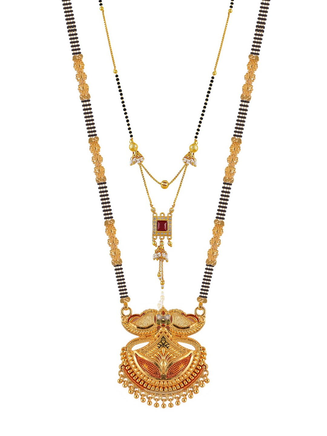 

Brandsoon Set Of 2 Gold-Toned & Black Gold-Plated Mangalsutra