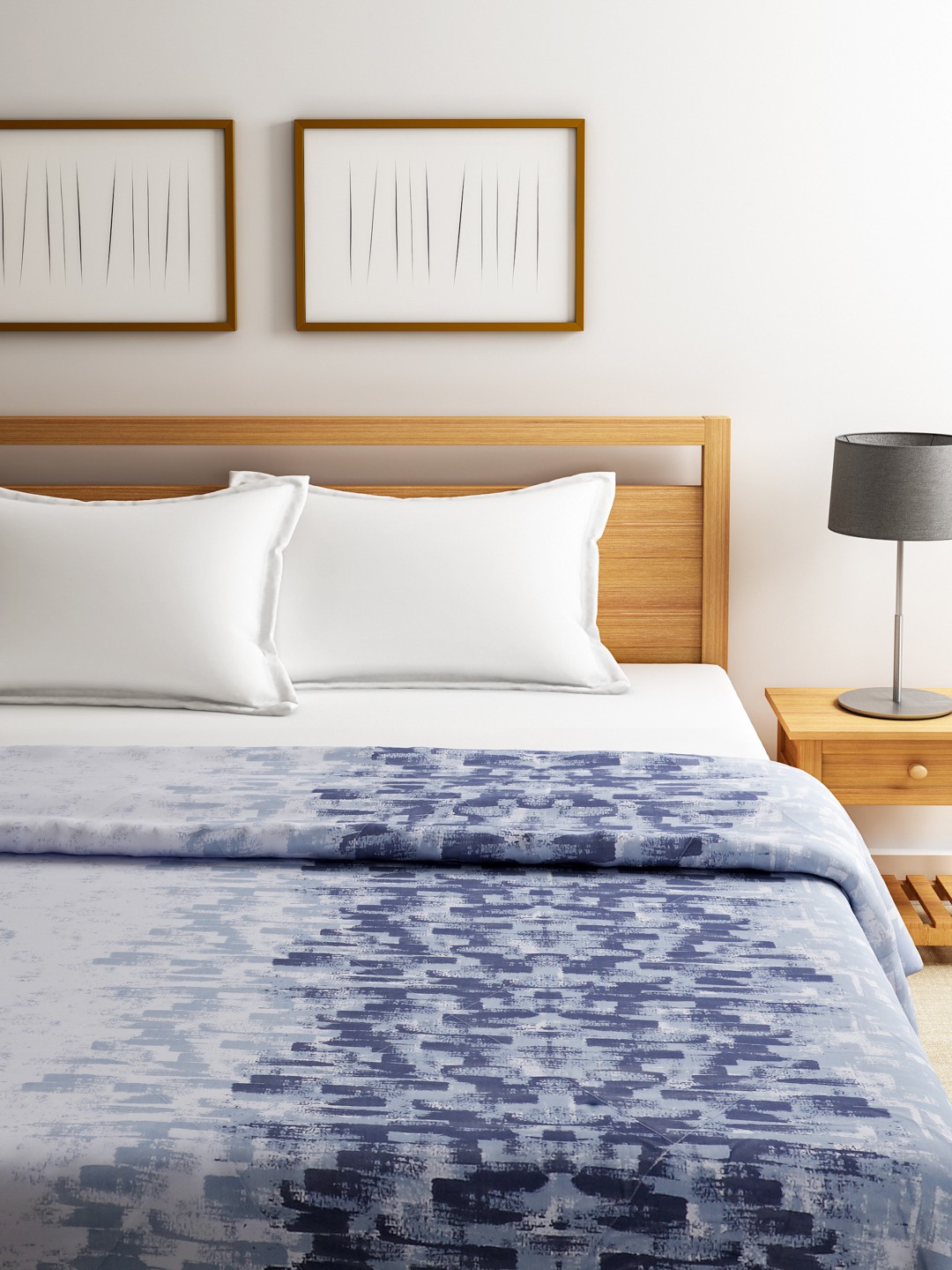 

SWAYAM Off-White & Navy Printed Anti-Allergic Double Winter Quilt