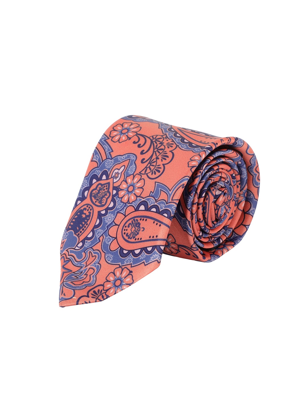 

Alvaro Castagnino Men Peach-Coloured Paisley Printed Skinny Tie