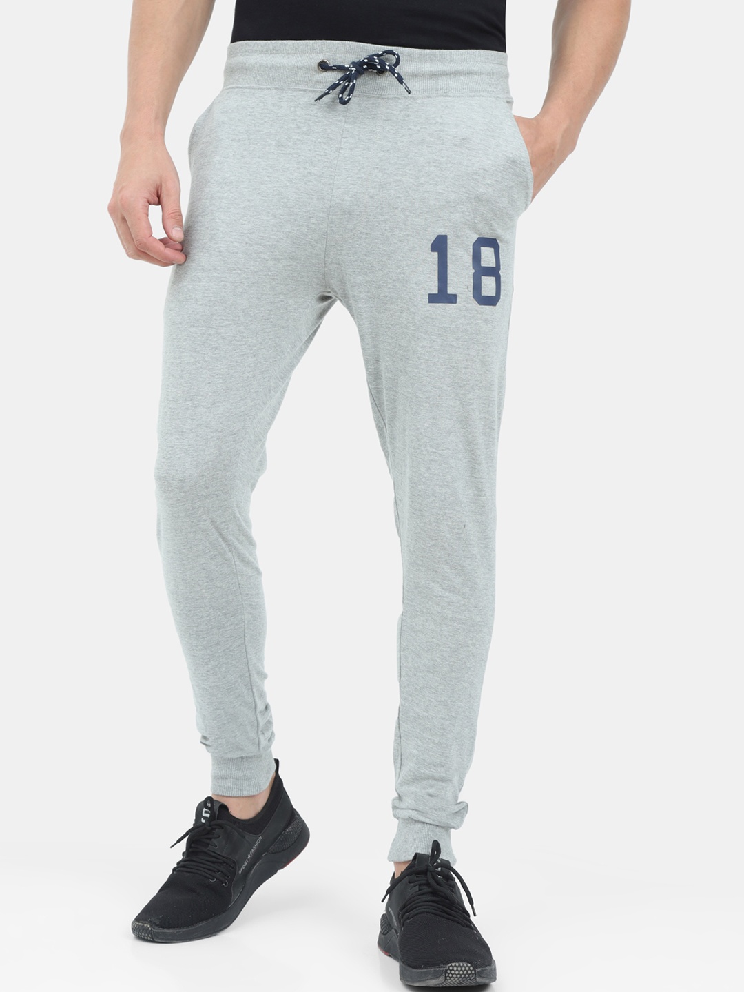 

ARDEUR Men Grey Melange Solid Cotton Joggers