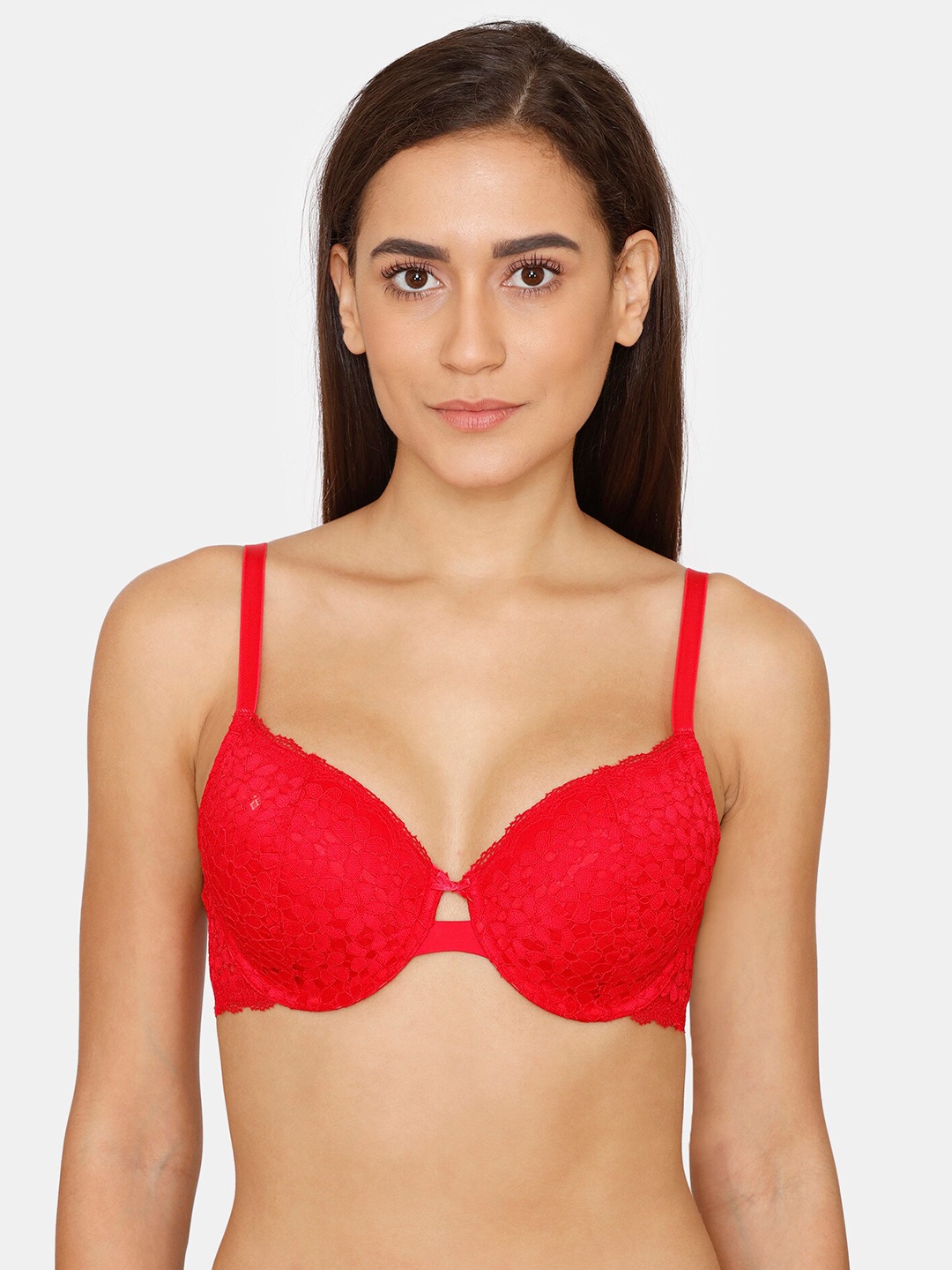 

Zivame Red Floral Underwired Lightly Padded Bra