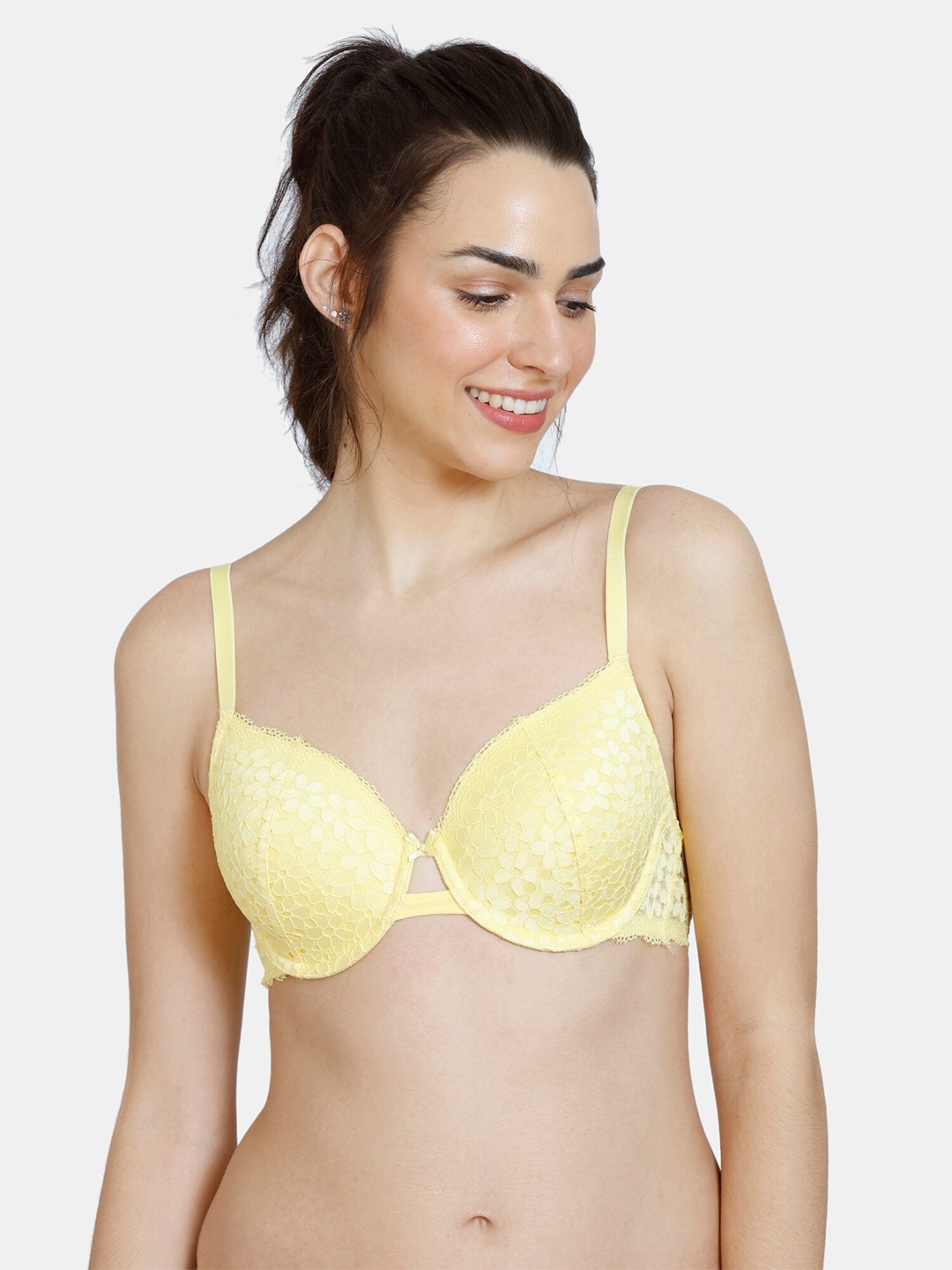 

Zivame Yellow Floral Everyday Bra - Underwired Lightly Padded