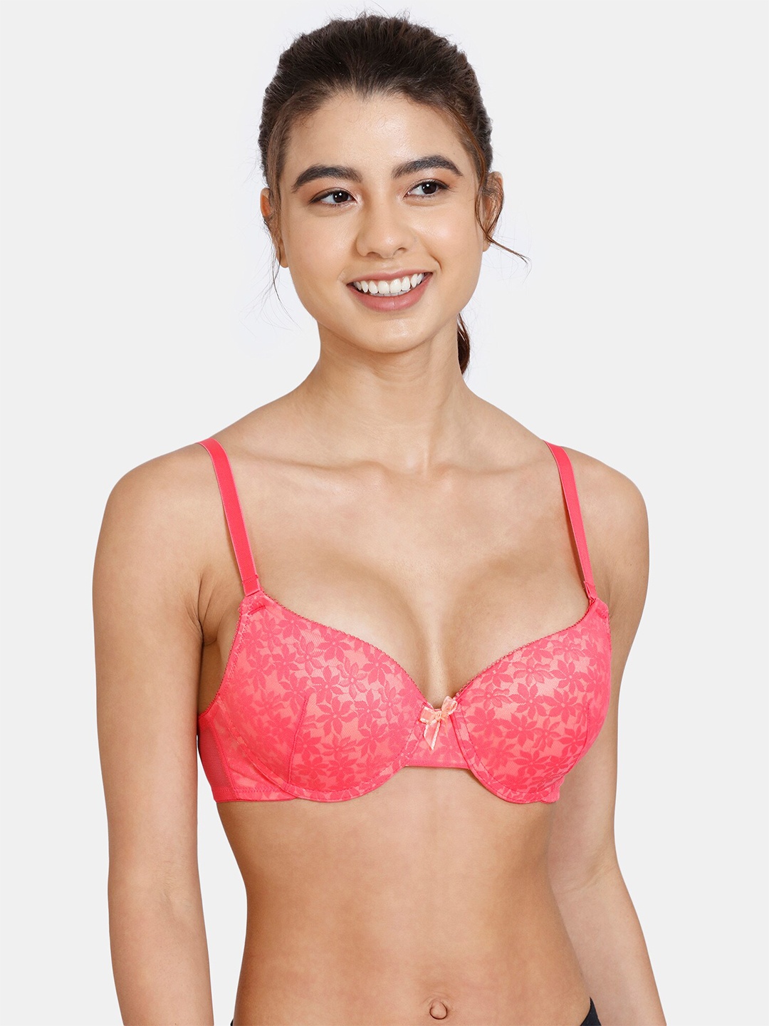 

Zivame Pink Floral Bra Underwired Lightly Padded