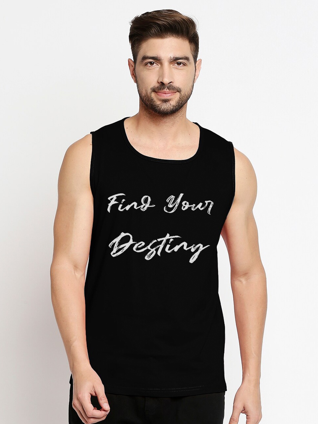 

Blacksmith Men Black & White Typography Printed Pure Cotton Training or Gym T-shirt