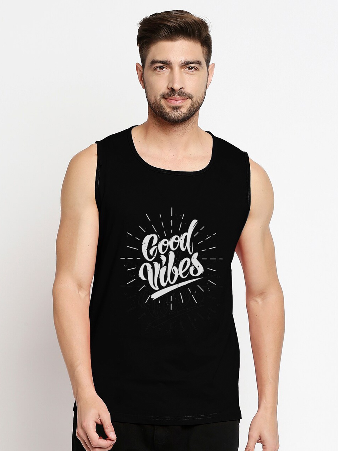

Blacksmith Men Black & White Typography Printed Training or Gym Pure Cotton T-shirt