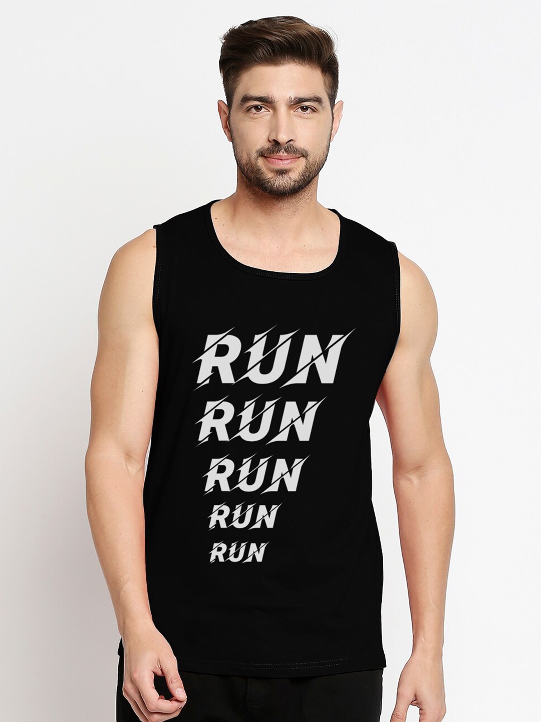 

Blacksmith Men Black & White Typography Printed Pure Cotton Training or Gym T-shirt