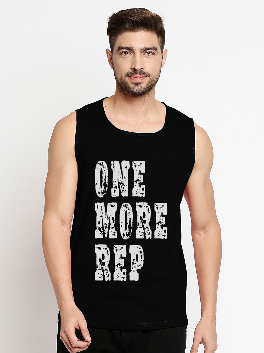 

Blacksmith Men Cotton Black & White Typography Printed Training or Gym T-shirt