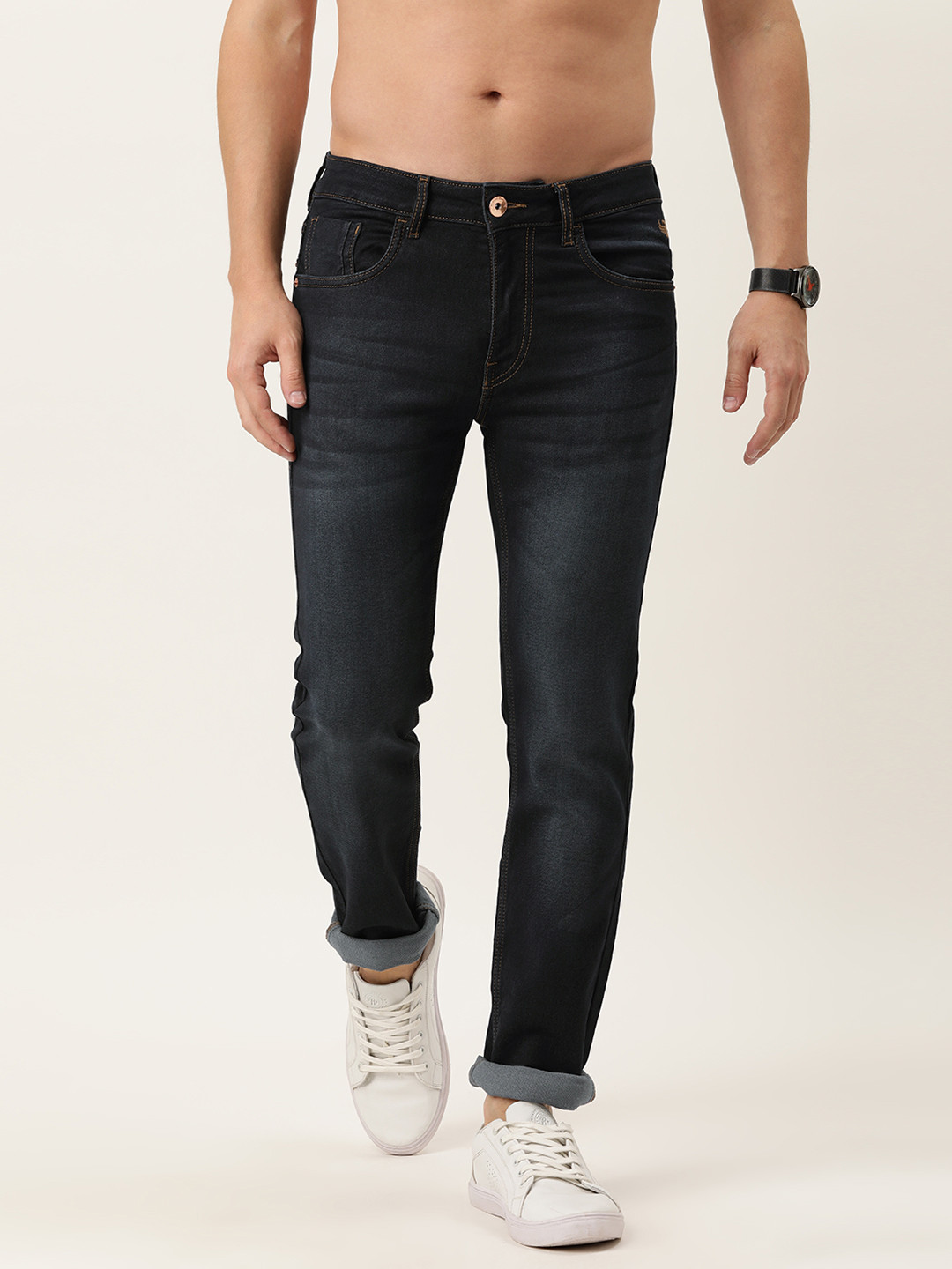 

Flying Machine Men Navy Blue Michael Slim Tapered Fit Light Fade Stretchable Jeans
