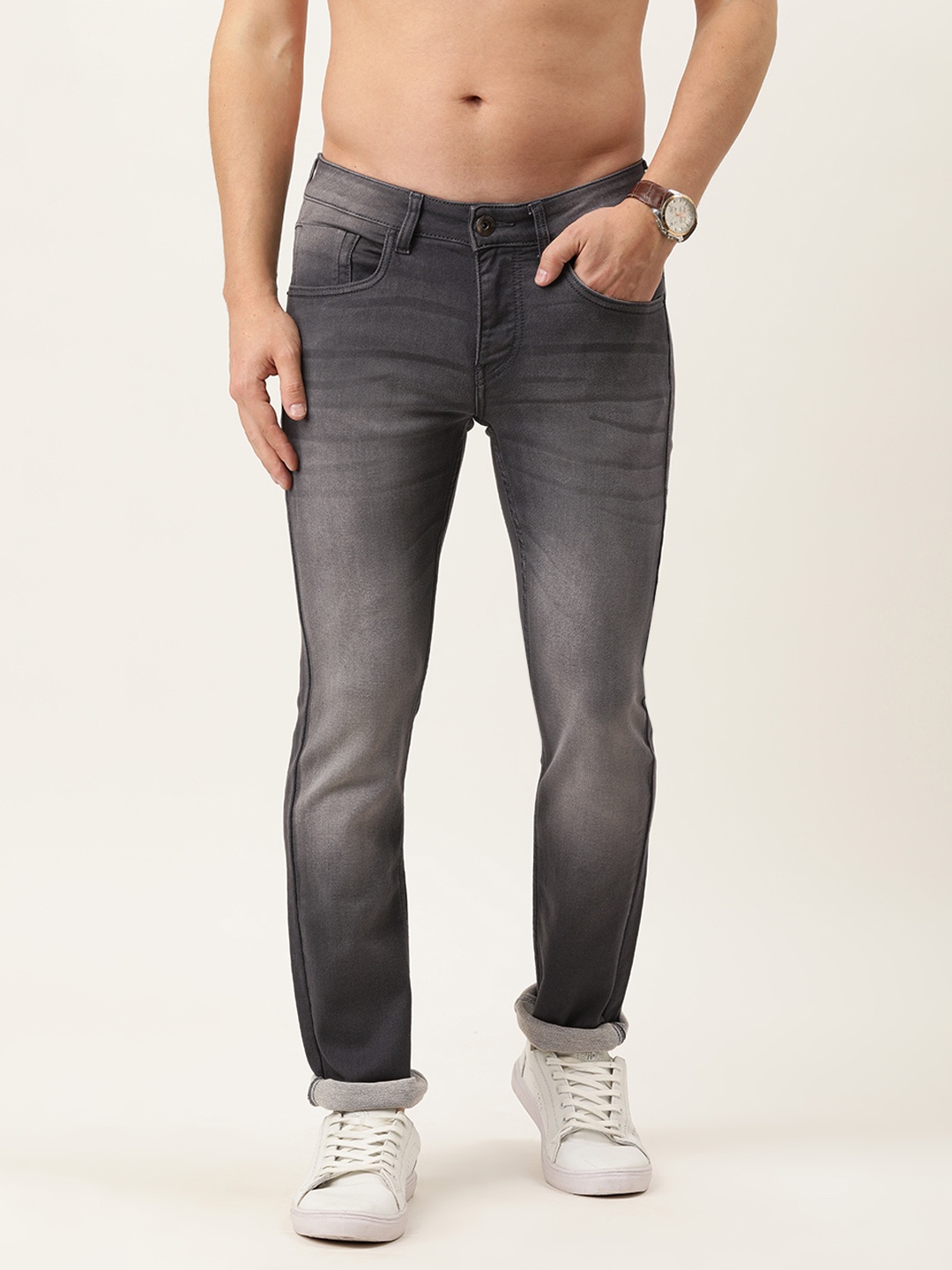 

Flying Machine Men Grey Jackson Skinny Fit Low-Rise Heavy Fade Stretchable Jeans