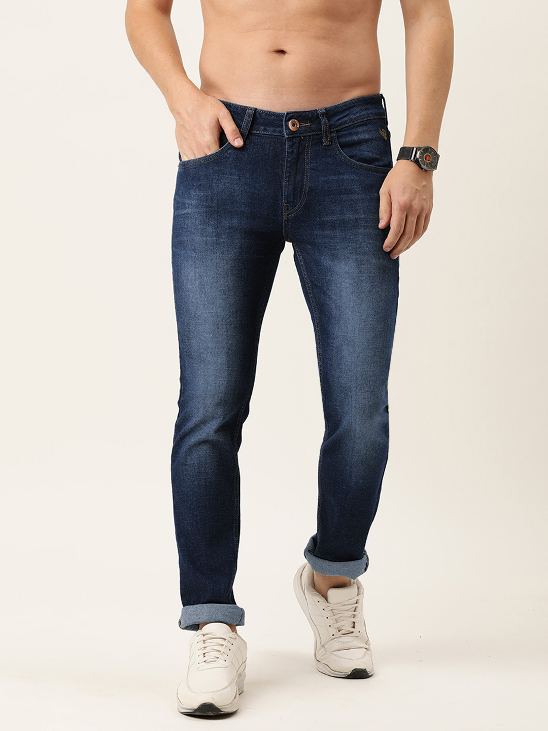 

Flying Machine Men Navy Blue Jackson Skinny Fit Low-Rise Light Fade Stretchable Jeans